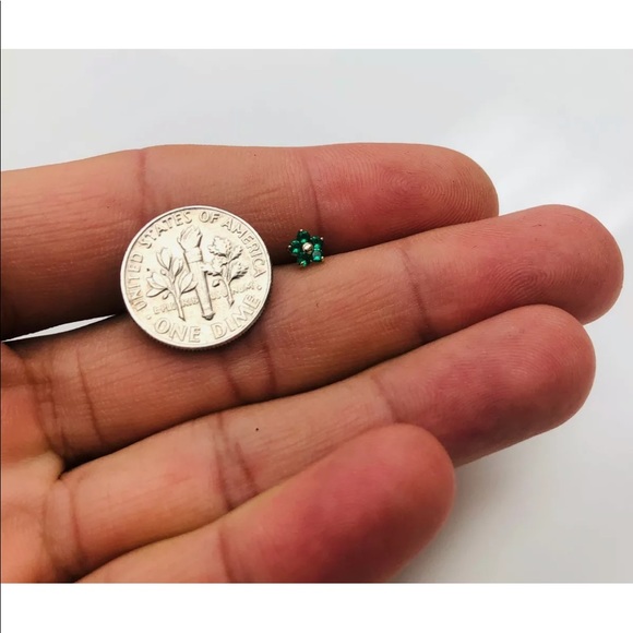 14K Yellow Gold Created Diamond Shape Nose Rings - Picture 5 of 6